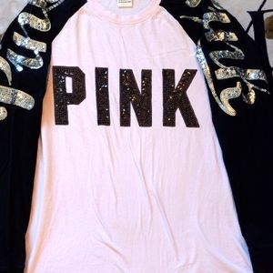 VS PINK BLINGED OUT LONG SLEEVE SHIRT